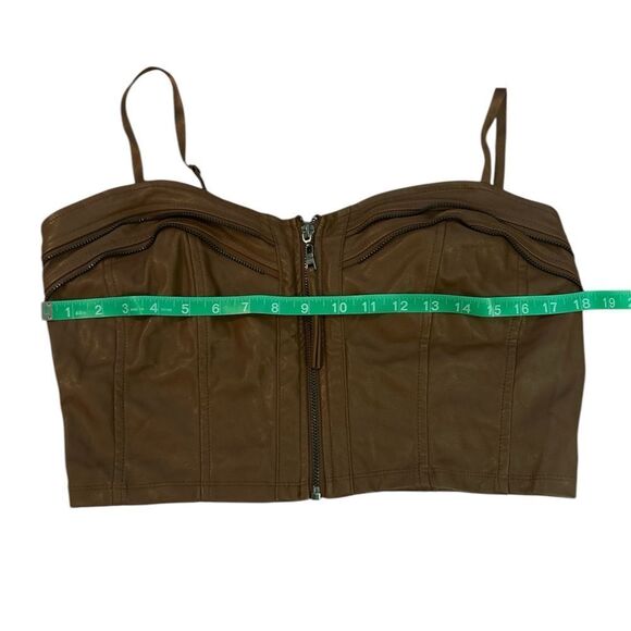 Brown Faux Leather Zippered Women's Skirt Set - Picture 3 of 8